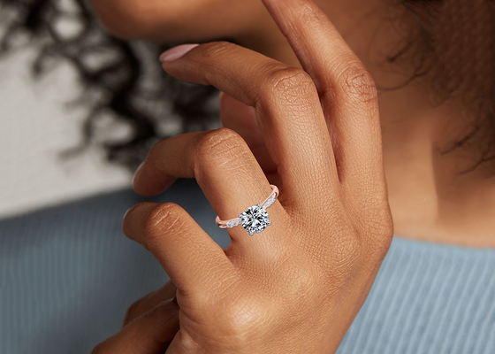 클로 세팅 9K 실버 링, 3.6ct 라운드 컷 랩 다이아몬드 세팅