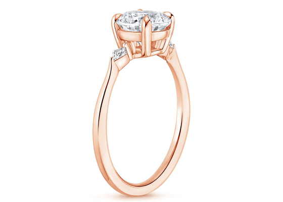 10K 로즈 골드 타원형 Moissanite 약혼 반지 Dia OV7×9mm 2.1ct