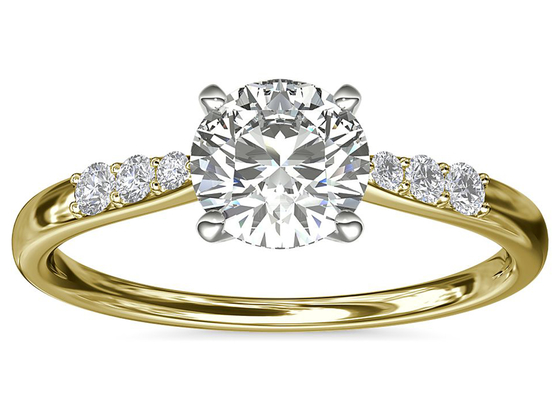 6MM 1.0ct 백색 Moissanite 돌을 가진 원형 9K은 반지