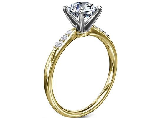 6MM 1.0ct 백색 Moissanite 돌을 가진 원형 9K은 반지