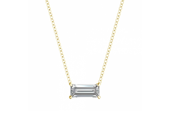 0.5ct 5×7mm 솔리테어 다이아몬드가 세팅된 바게트 컷 14K 골드 네크리스