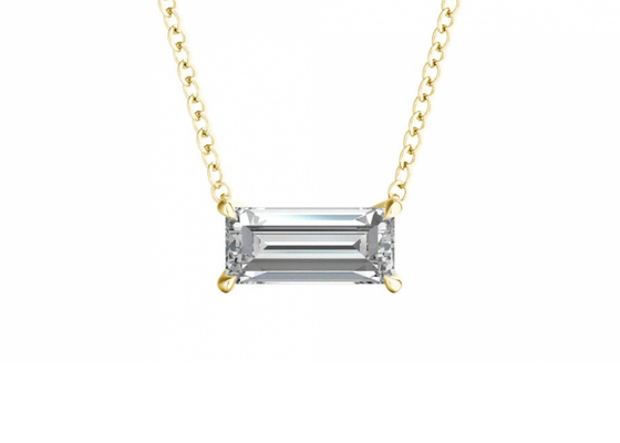 0.5ct 5×7mm 솔리테어 다이아몬드가 세팅된 바게트 컷 14K 골드 네크리스