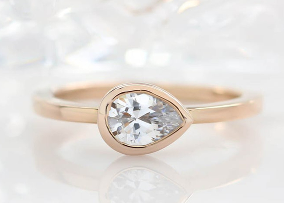 0.77ct 금 결혼 반지, 숙녀를 위한 ODM 날의 사면 고정되는 약혼 반지