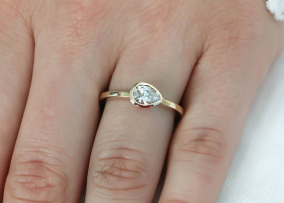 0.77ct 금 결혼 반지, 숙녀를 위한 ODM 날의 사면 고정되는 약혼 반지