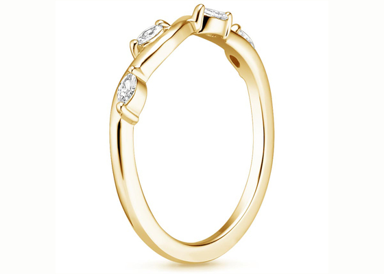 2×4mm 0.40ct 다이아몬드를 가진 감기 버드나무 14K 옐로우 골드 보석 반지