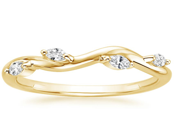2×4mm 0.40ct 다이아몬드를 가진 감기 버드나무 14K 옐로우 골드 보석 반지