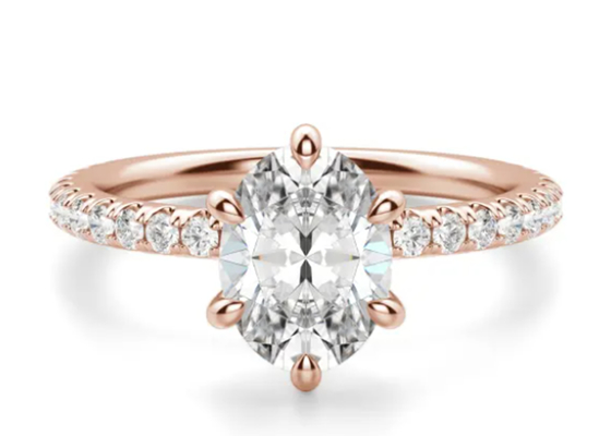 1.5carat 6×8mm 돌을 가진 갈래 고정되는 유형 9k은 반지 로즈 금 물자