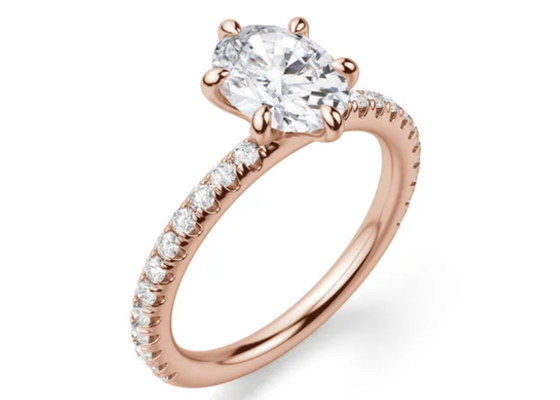 1.5carat 6×8mm 돌을 가진 갈래 고정되는 유형 9k은 반지 로즈 금 물자