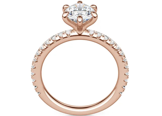 1.5carat 6×8mm 돌을 가진 갈래 고정되는 유형 9k은 반지 로즈 금 물자