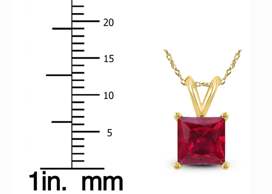 약혼을 위한 루비 펜던트 2ct를 가진 7×7MM 14K 금 목걸이