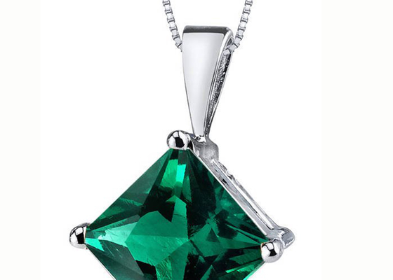 2.2ct 천연 에메랄드 펜던트 목걸이 프린세스 컷 7×7mm 사이즈