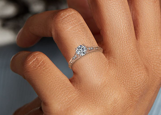 14K Roose Gold Lab Grown Moissanite Ring Dia RD6mm 0.8ct for 결혼식