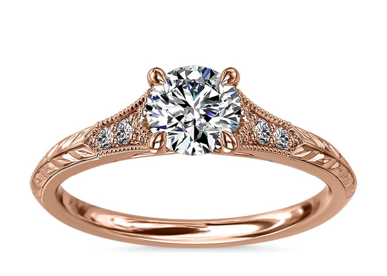 14K Roose Gold Lab Grown Moissanite Ring Dia RD6mm 0.8ct for 결혼식