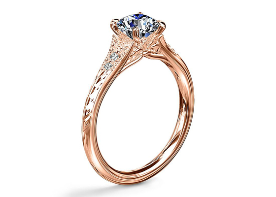14K Roose Gold Lab Grown Moissanite Ring Dia RD6mm 0.8ct for 결혼식