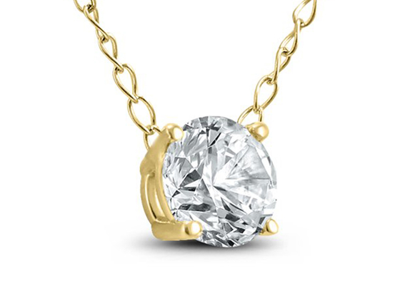4mm 0.23ct 다이아몬드 솔리테어 목걸이, 4개의 갈래 14k 옐로우 골드 목걸이