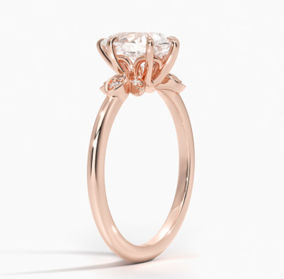14K 0.77ct 로즈 골드 페어 컷 웨딩 모이사나이트 쥬얼리 골드 링