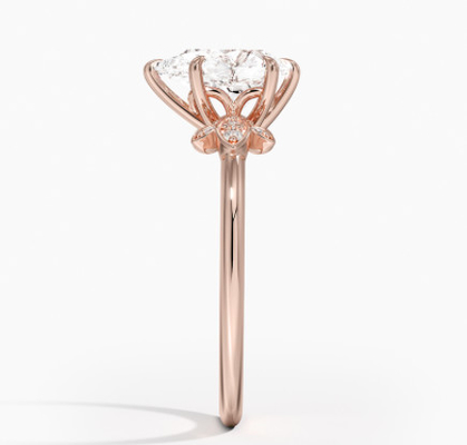 14K 0.77ct 로즈 골드 페어 컷 웨딩 모이사나이트 쥬얼리 골드 링