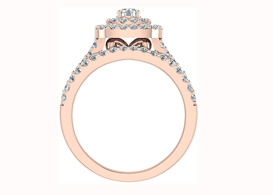 0.79CT 79PCS 다이아몬드 약혼 결혼 반지 더블 헤일로 스타일 쿠션 모양