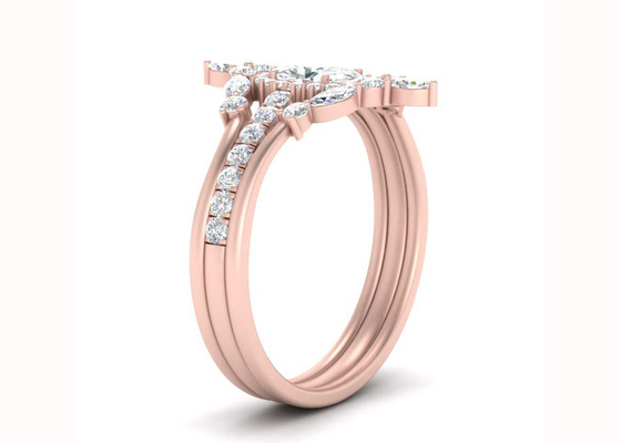 신부를 위한 SI1 0.62CT 로즈 골드 더블 헤일로 약혼 반지