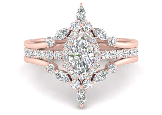 신부를 위한 SI1 0.62CT 로즈 골드 더블 헤일로 약혼 반지