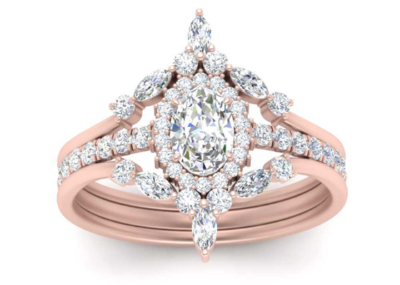 신부를 위한 SI1 0.62CT 로즈 골드 더블 헤일로 약혼 반지