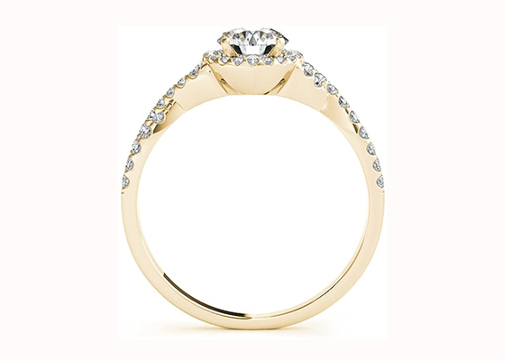 여자의 둥근 커트 후광 약혼 반지, 0.45CT 신부 결혼 반지 세트 ODM