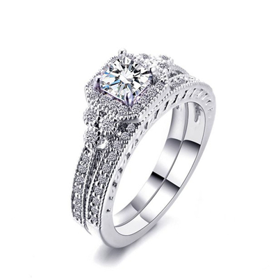 0.62ct 2 캐럿 공주 컷 다이아몬드 반지, 62PCS Moissanite 약혼 반지