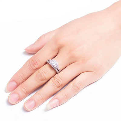 0.62ct 2 캐럿 공주 컷 다이아몬드 반지, 62PCS Moissanite 약혼 반지